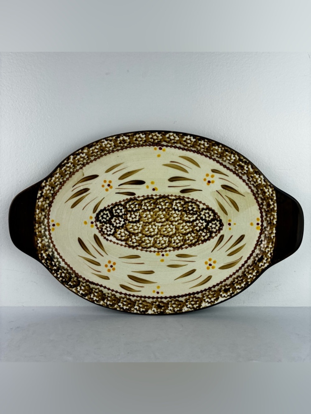 Temptations by Tara Old World Brown Small Ceramic Serving Platter